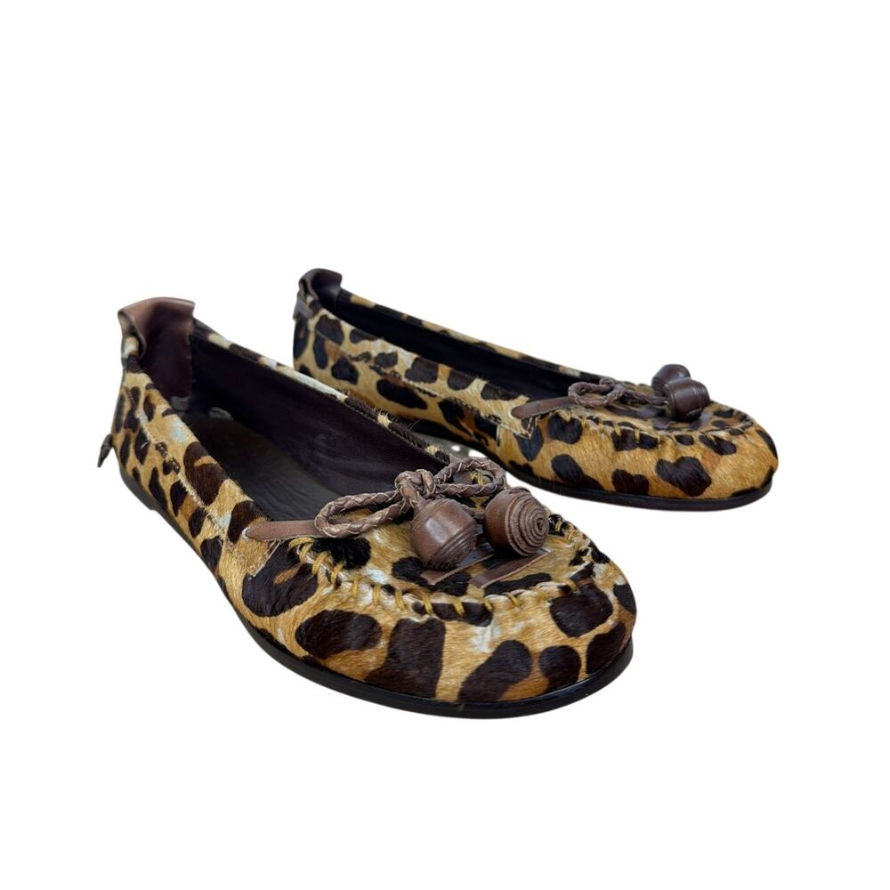 BCBGMAXAZRIA leopard print calf-hair loafer moccasins 8.5